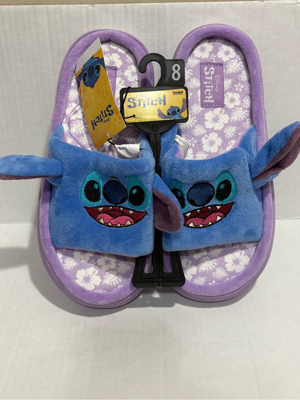 Disney Stitch Purple & Blue Plush Slide Slippers for Kids